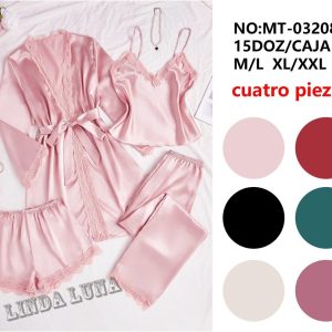 pijama satÉn 4 piezas #9023 pack x6